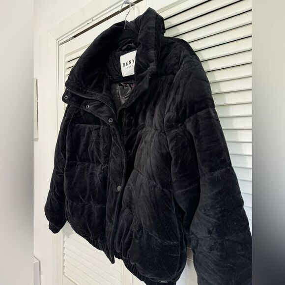 DKNY Sport Velour Puffer Jacket in Black women’s medium - Picture 3 of 6